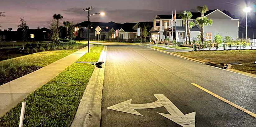 Eco-friendly solar street lights in a sustainable city project