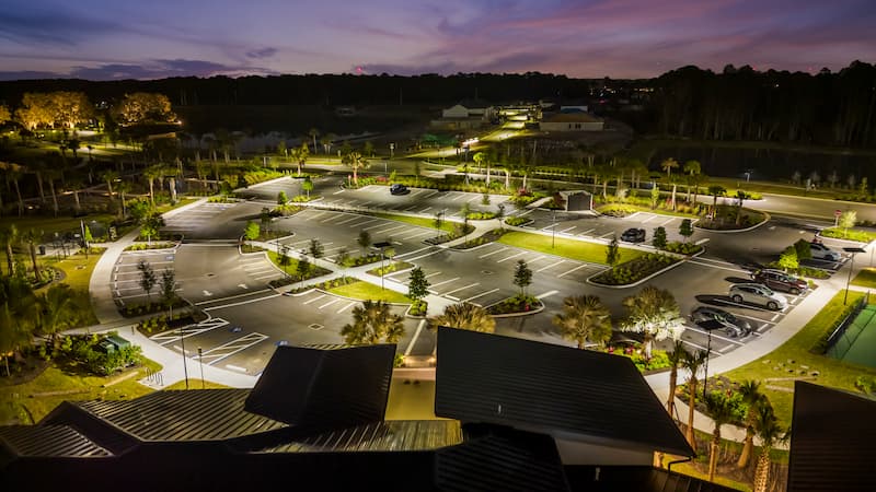 Eco-friendly solar lighting for parking lots, supporting municipal sustainability goals