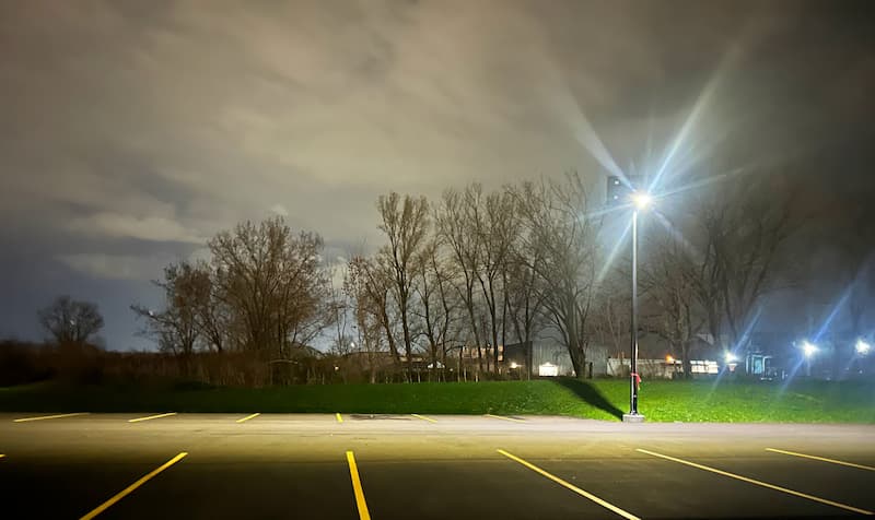 Low-maintenance solar lighting solution for municipal parking lots