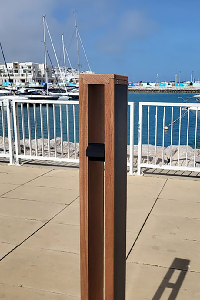Nowatt solar bollard light designed for waterfront, pathway, and public space lighting applications.