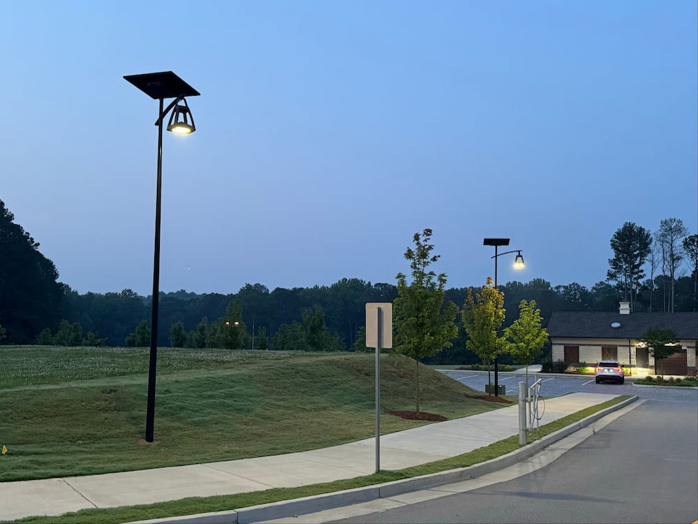 decorative solar streetlight on a municipal roadway