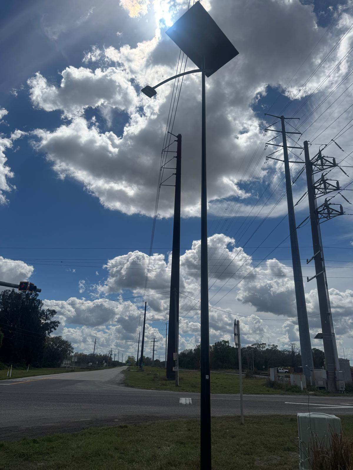 fdot compliant solar led stop sign near upgraded rural crossing
