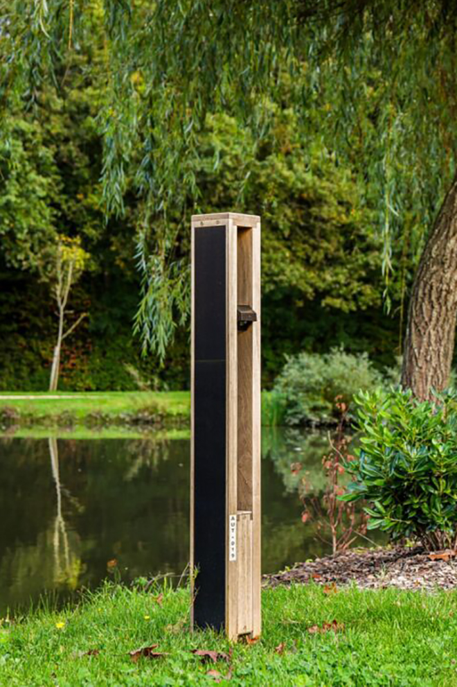 Nowatt solar bollard light for pathway, landscape, and park lighting applications.