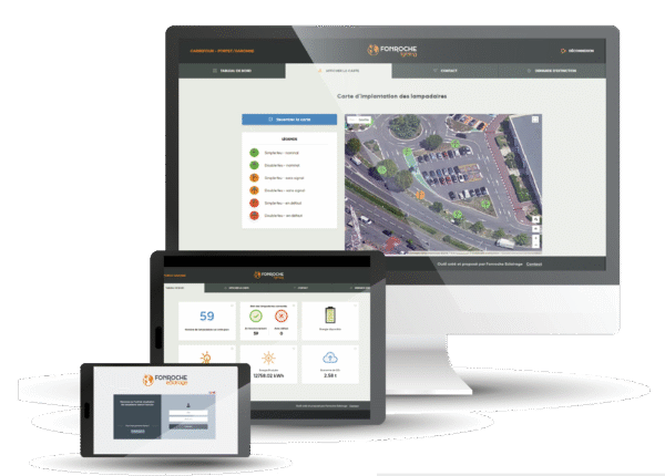 fonroche-connect Fonroche Connect smart solar lighting management platform providing real-time monitoring, diagnostics, geolocation tracking, and remote control of solar street lights.