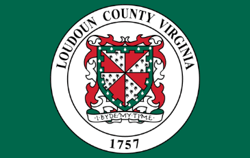 Loudoun County Virginia seal featuring heraldic shield design with decorative elements and text including founding year 1757