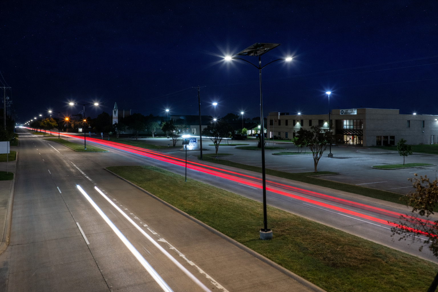 solar-street-lighting-roadway-night-low-glare.jpg Texas SmartLight solar street lighting system delivering autonomous, grid-free LED illumination for roadways, municipal infrastructure, and public spaces.