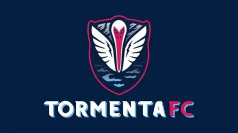 Tormenta FC logo featuring stylized bird crest with wings on dark blue background and team name text