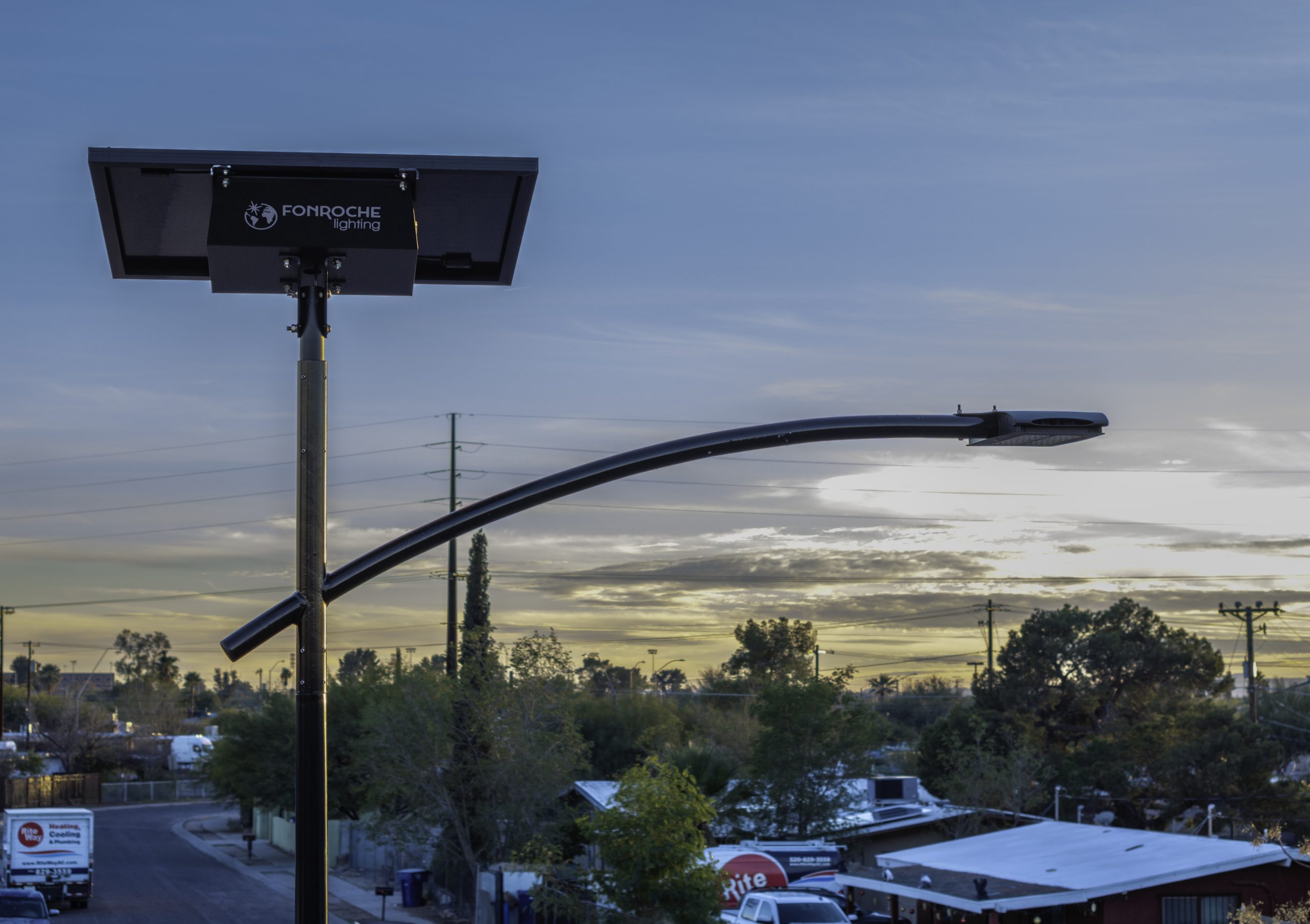 solar-street-light-installation-residential-area.jpg Texas networked solar street lighting system providing real-time monitoring, smart controls, and centralized management through Fonroche Connect.