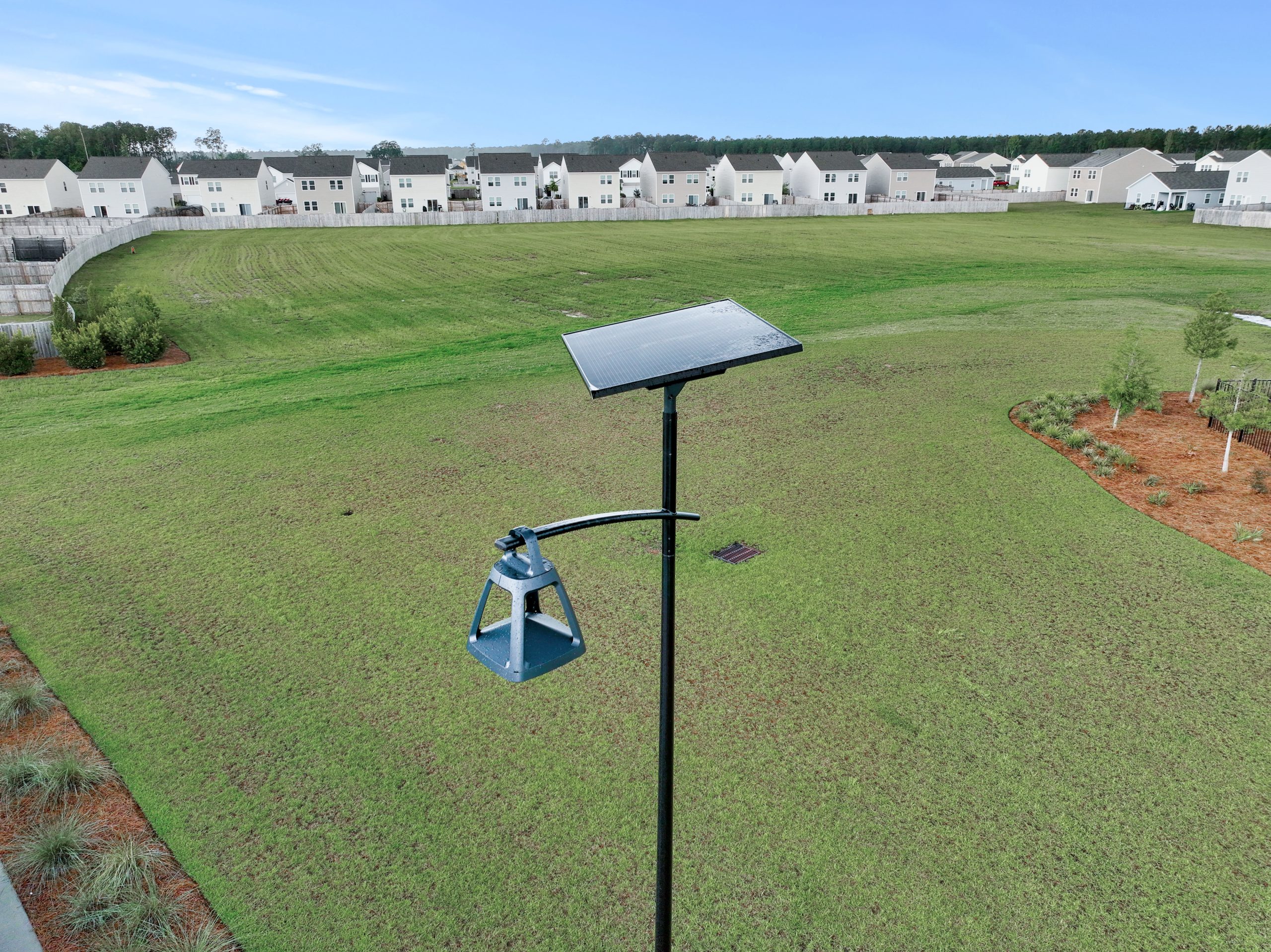 belle-epoque-solar-street-light-residential Solar-powered street light installed in an Alabama residential community, providing reliable off-grid lighting without trenching or utility connections.