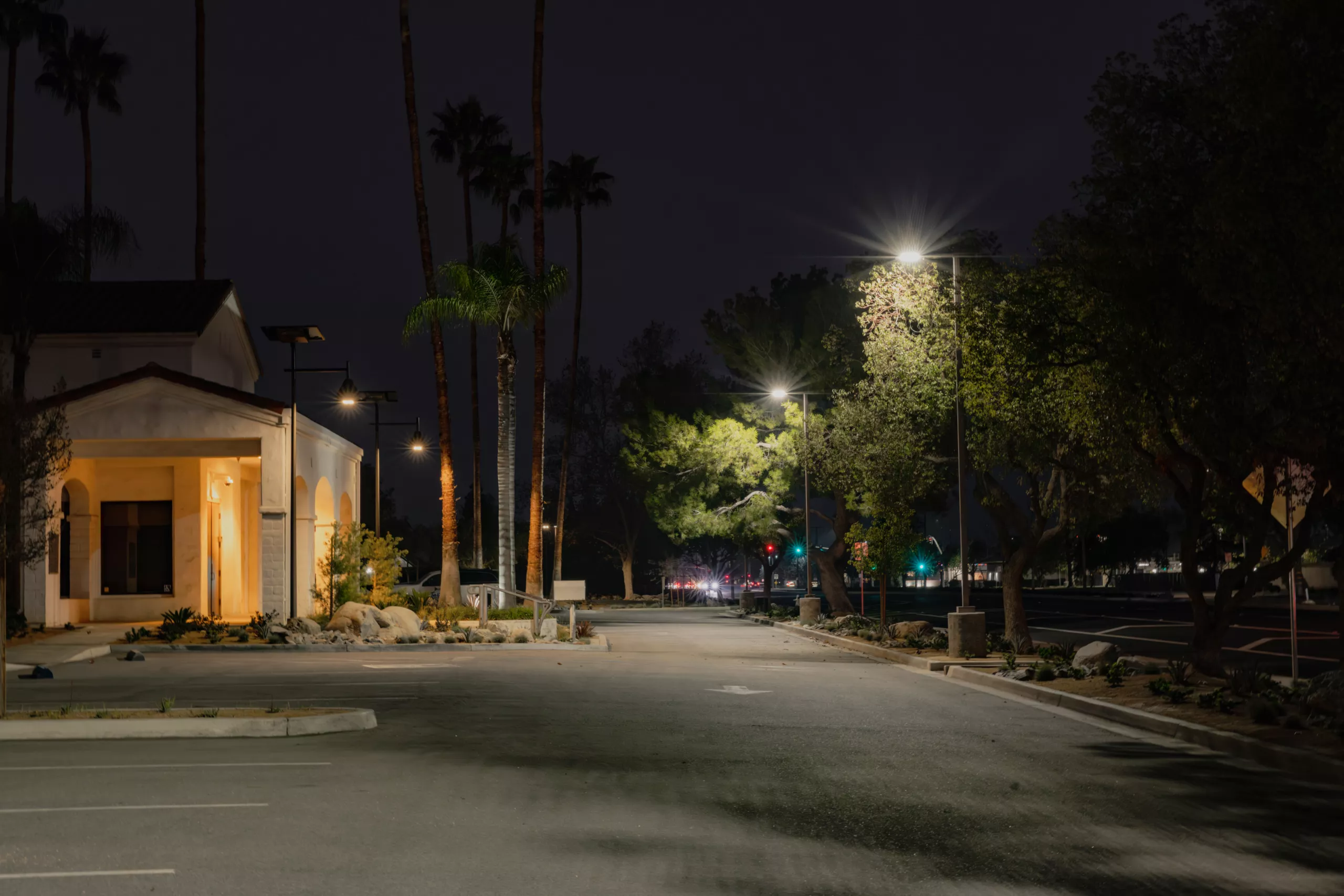 california-solar-lighting-grants-municipal-parking-lot.jpg Autonomous solar streetlights illuminating a roadway in Clark County, Nevada.