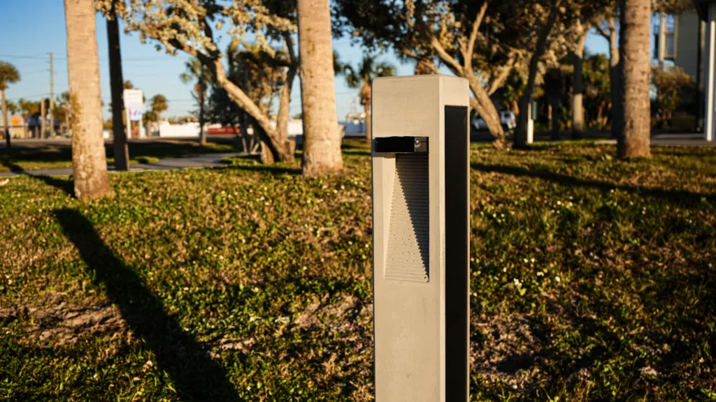 Solar bollard lighting for a commercial landscaped property in Virginia