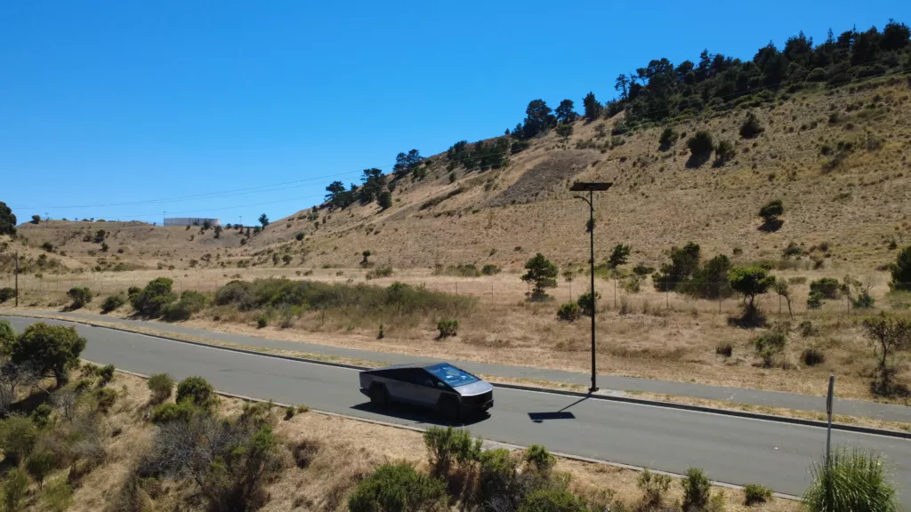 Off-grid solar streetlight installed along a California roadway