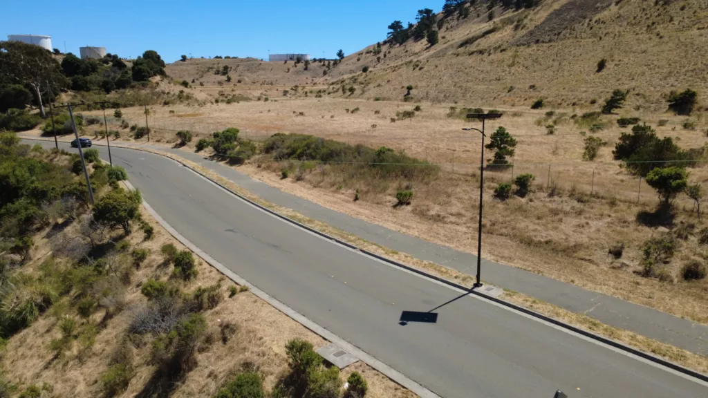 Solar streetlight installed along a remote California roadway