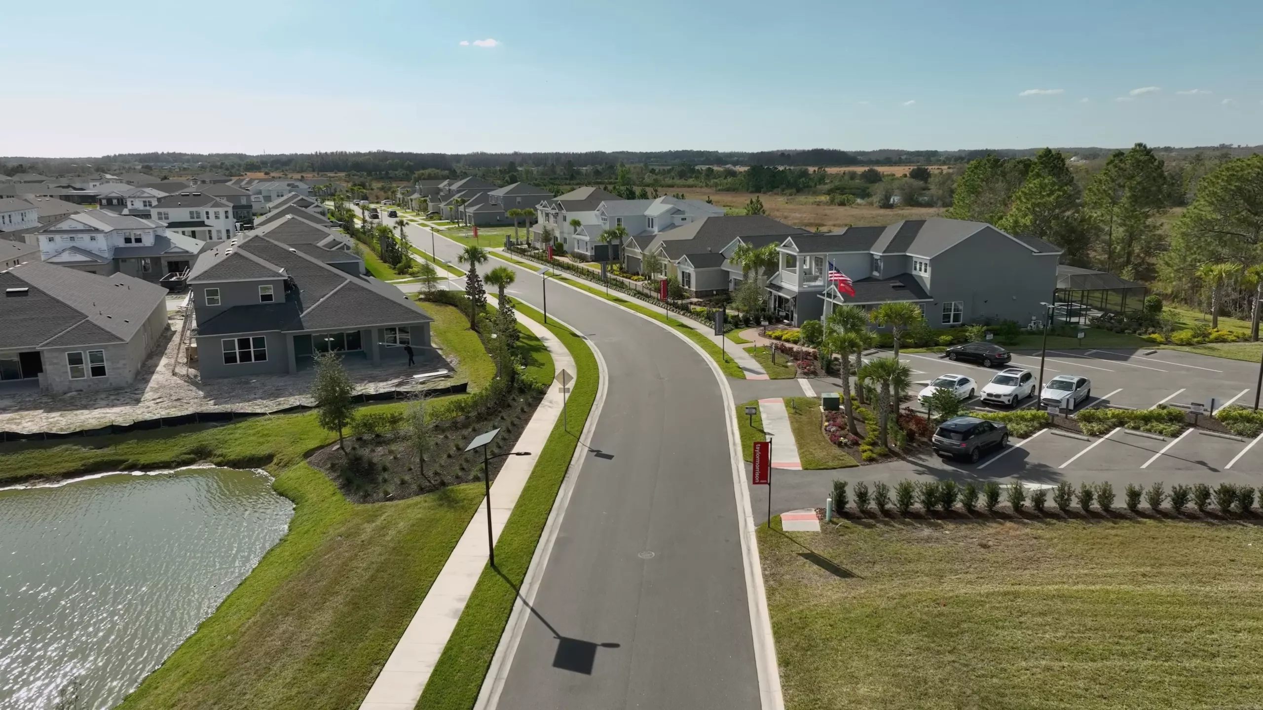 Off-grid solar street lighting along a community roadway in Wesley Chapel, Florida